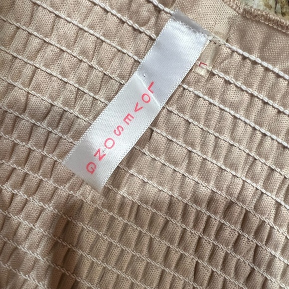 Love Song Thinking About Her Tan Polka Dot Dress w/ Sheer Long Sleeves Large - Picture 4 of 8